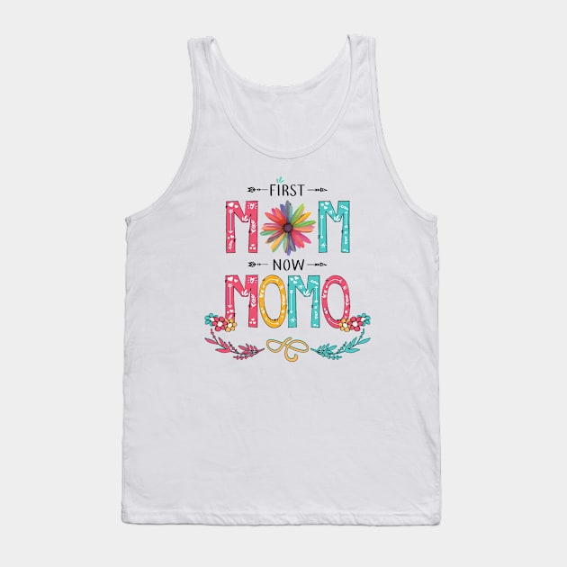 First Mom Now Momo Wildflowers Happy Mothers Day Tank Top by KIMIKA